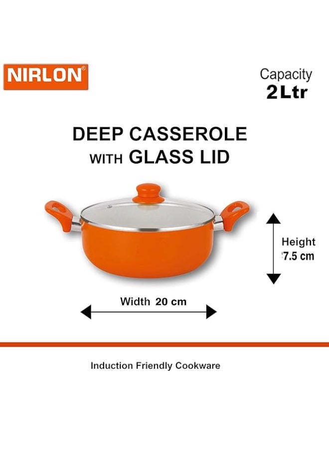 Nirlon Ceramic Dishwasher Safe Non-Stick Cookware Set with Lid Fry Pan (1.5 Litres),  Casserole (2 Litres) and Casserole (3.6 Litres) - Image 2