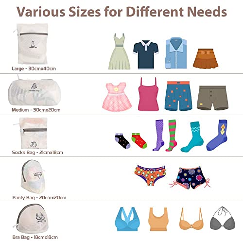 Topinon Premium Dual Layered Mesh Bags for Laundry Clothes Washing Bag Zip Laundry mesh Bag for Bra, Lingerie, Socks, Undergarments, Socks Organizer for Men Women (Pack Of 5) - Image 4