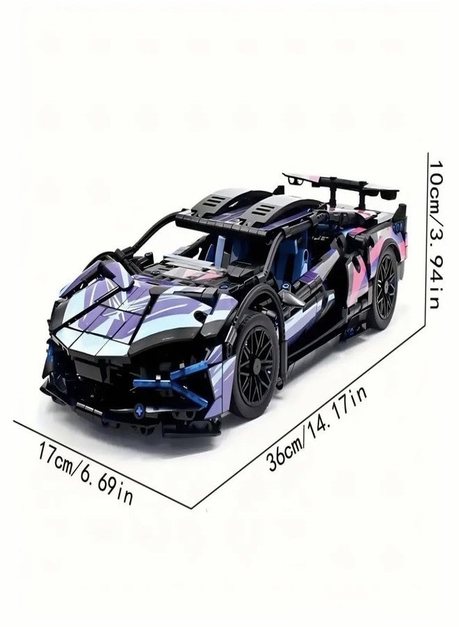 Toynagar 1:14 Scale Technic Multicolor Lambo Car Model | 1280+ Piece Sports Car Building Block Kit Multicolour | Interlocking Toy Building Block - Image 3