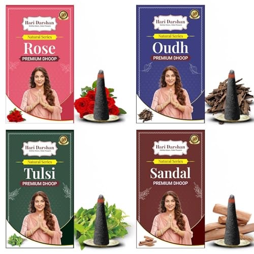 Hari Darshan Premium Natural Wet Dhoop 400g | Herbal with Long Lasting Fragrance | Oudh Tulsi Rose Sandal | Spiritual Dhoop for Puja Essential Havan Meditation Yoga | Pack of 4 (100g Each) - Image 1