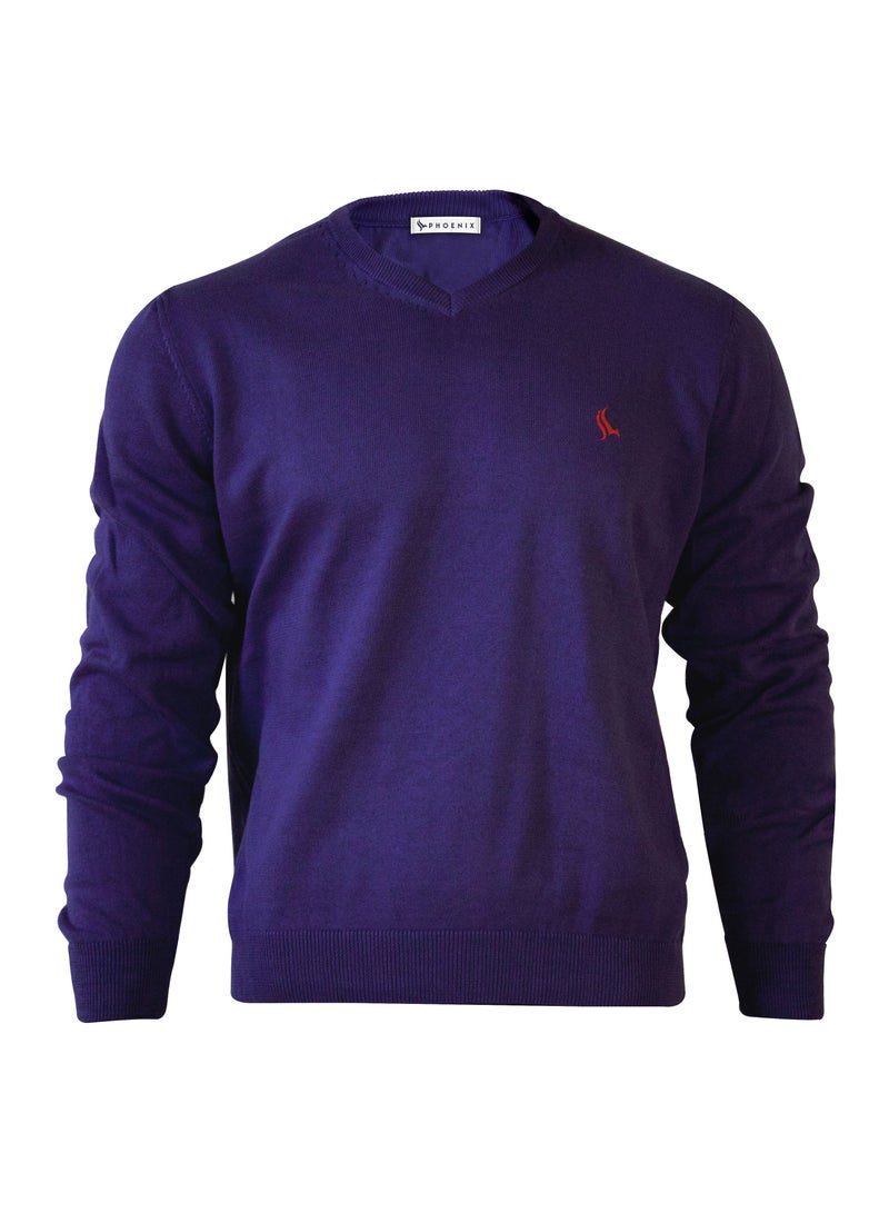 Phoenix PHOENIX Purple Cotton Men's Pullover V Neck - Image 2