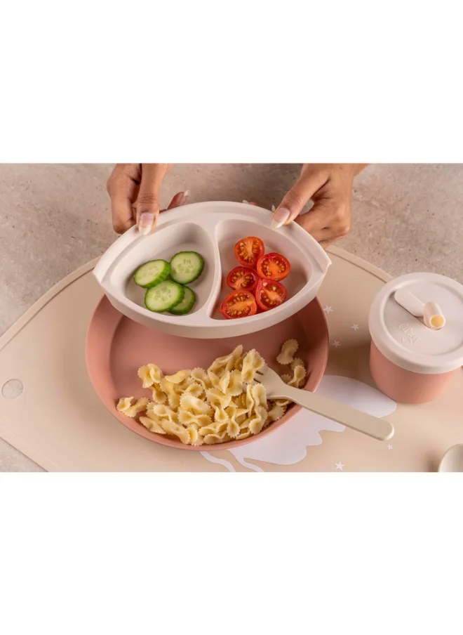 سترون Silicone Plate Divider Mess - Free Mealtime For Babies And Toddlers - Beige