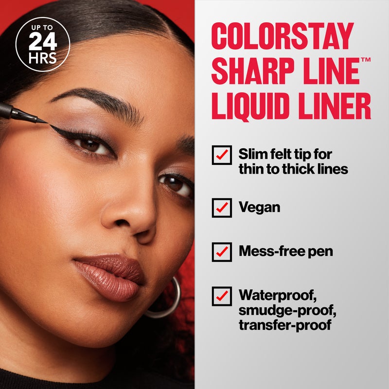 Revlon ColorStay Eyeliner Liquid Pen Sharp Classic Blackest Black - Image 4