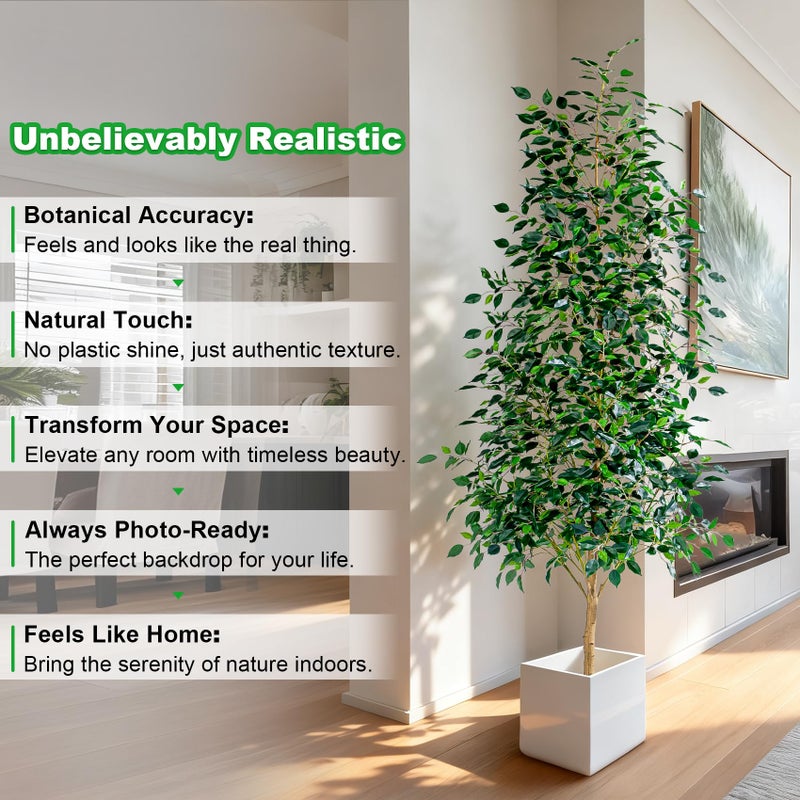 Bailikang 6FT Artificial Ficus Trees Indoor Faux Trees Indoor Fake Floor Plants Tall Artificial Tree with White Pot Faux Tree Fake Indoor Tree Silk Plants Artificial Trees for Home Decor Indoor - Image 4
