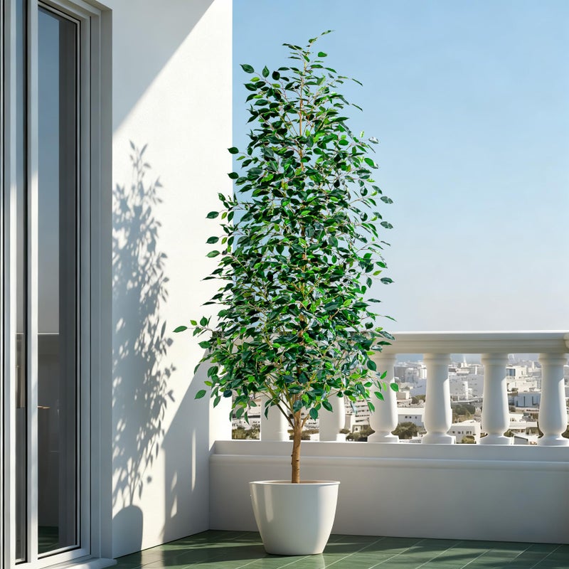 Bailikang 6FT Artificial Ficus Trees Indoor Faux Trees Indoor Fake Floor Plants Tall Artificial Tree with White Pot Faux Tree Fake Indoor Tree Silk Plants Artificial Trees for Home Decor Indoor - Image 5