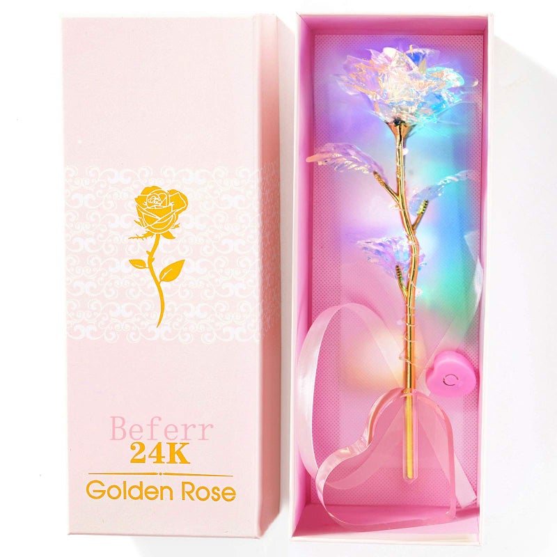Birthday Galaxy Colorful Rose Gifts for Women Enchanted Rainbow LED Flower Gift with Heart Base Mothers Day Rose Gifts for Mum Her Best Present for Mum Wife Grandma Sister Mothers Anniversary
