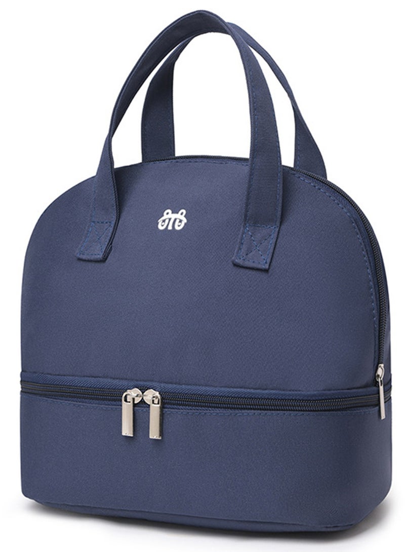 جيكون الأزرق معزول الغداء حقيبة مزدوجة سطح السفينة بسيطة بينتو برودة حقيبة مانعة للتسرب الغداء حمل حقيبة ل علب الاغذية للنساء الرجال الكبار نزهة العمل التنزه الشاطئ - Image 1