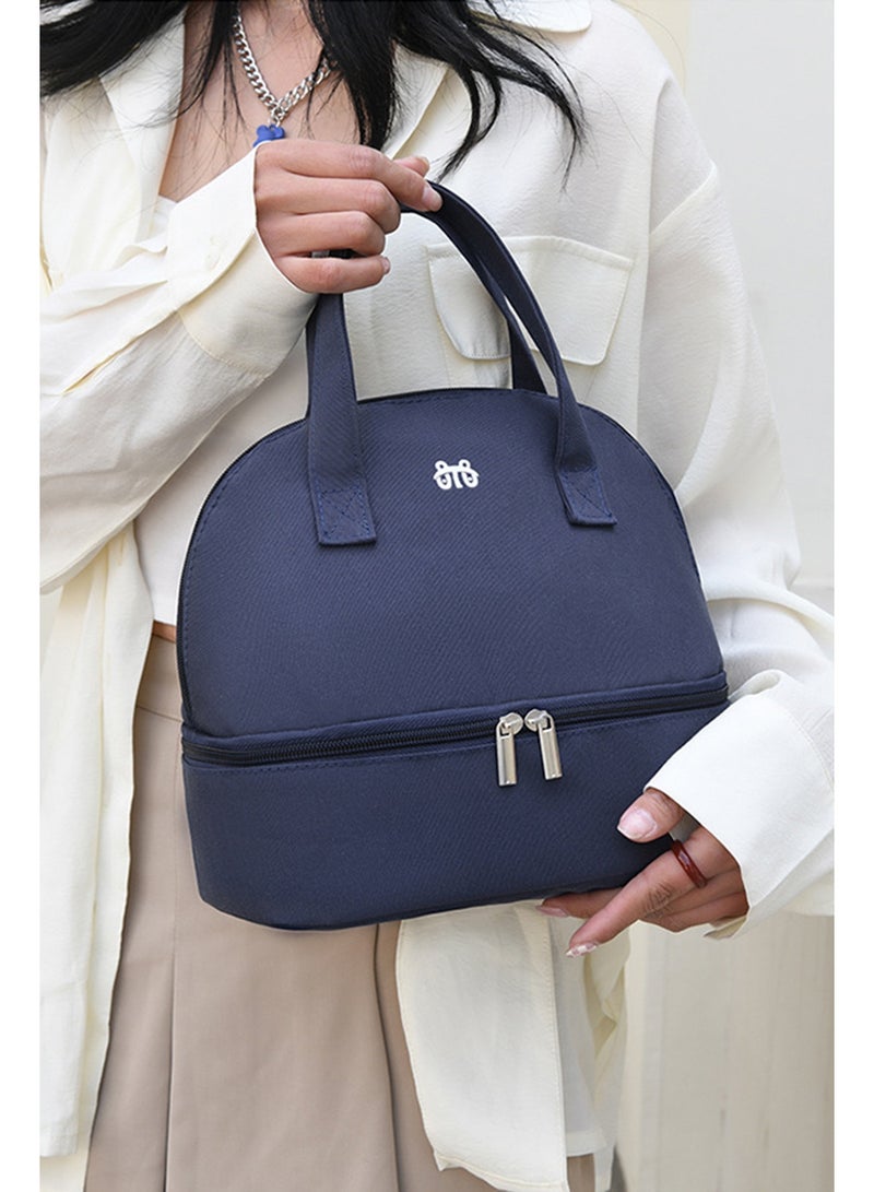 جيكون الأزرق معزول الغداء حقيبة مزدوجة سطح السفينة بسيطة بينتو برودة حقيبة مانعة للتسرب الغداء حمل حقيبة ل علب الاغذية للنساء الرجال الكبار نزهة العمل التنزه الشاطئ - Image 3