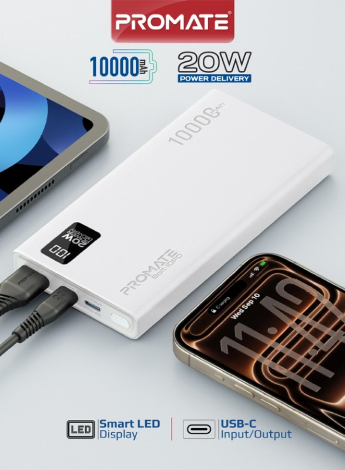 برومات Promate bolt-10pd 20W 10000mAh