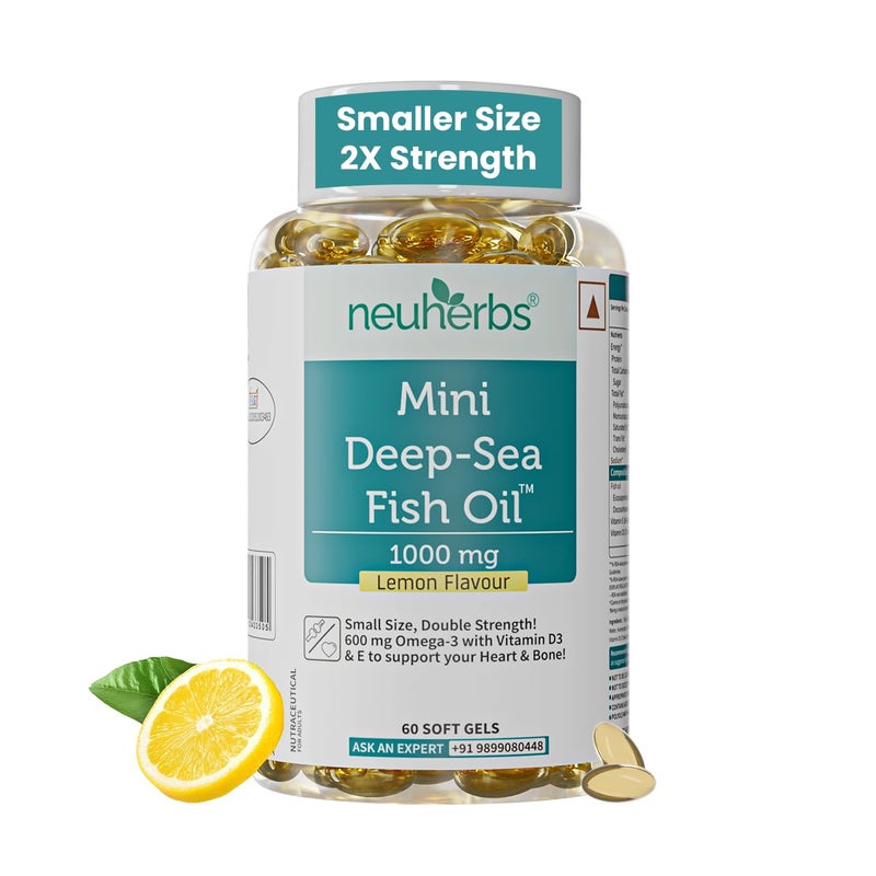 Neuherbs Mini Deep Sea Fish Oil Omega 3 Capsule 1000Mg- 200 Softgels - Image 1