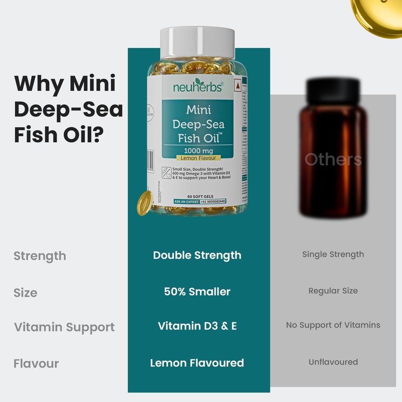 Neuherbs Mini Deep Sea Fish Oil Omega 3 Capsule 1000Mg- 200 Softgels - Image 5