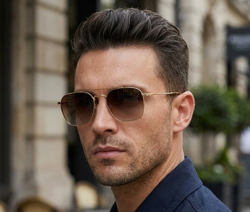 POLICE SPLR72 Col.300B 56 Men Navigator Full-Rim Sunglasses Gold Frame With Brown Gradient Lens - Image 4
