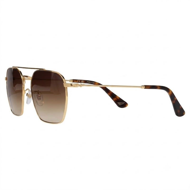 POLICE SPLR72 Col.300B 56 Men Navigator Full-Rim Sunglasses Gold Frame With Brown Gradient Lens - Image 2