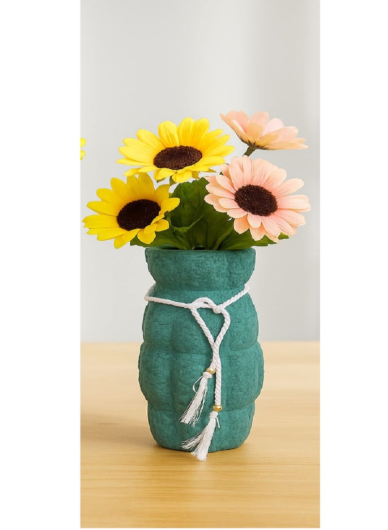 2 Modern Design Ceramic Vases - Large Flower And Pampas Grass Vases, 35Cm, Home Decor For Living Room, Dining Room, Bedroom, Rustic Shelf (Black And Teal)
