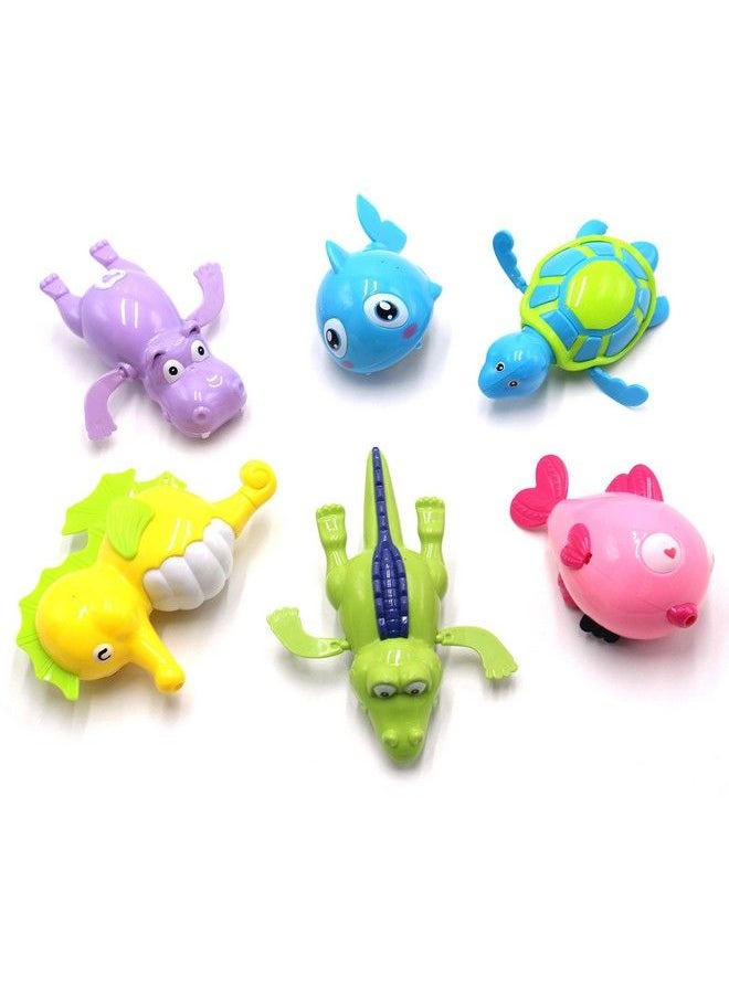 SPADORIVE Floating Wind Up Bath Water Toys 6 Pcs Sea Animal Bath Toy For Kids And Toddlers Turtle Hippo Crocodile Hippocampus Fish Bathtub Playset Clockwor  - Image 4
