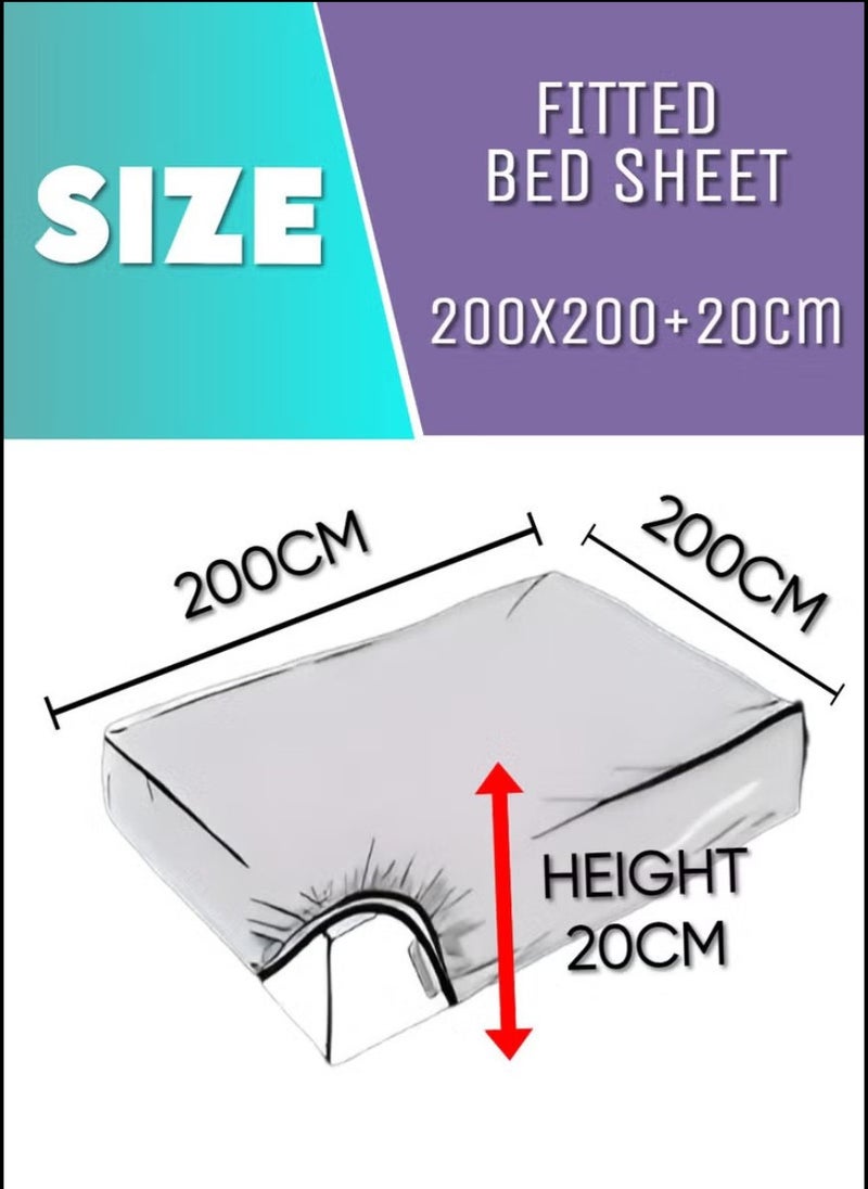 Blueberry طقم ملاءات سرير كينج مخطط باللون الأسود من القطن 3 قطع بجيب عميق 200x200+20 سم - Image 3