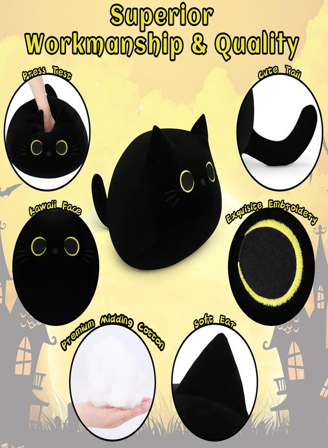 Auspicious Beginning Giant Black Cat Plush Toy - 19'' Stuffed Animal, Kawaii Plushie Cat Pillow, Halloween Decor Plush Gift for Kids - Image 2