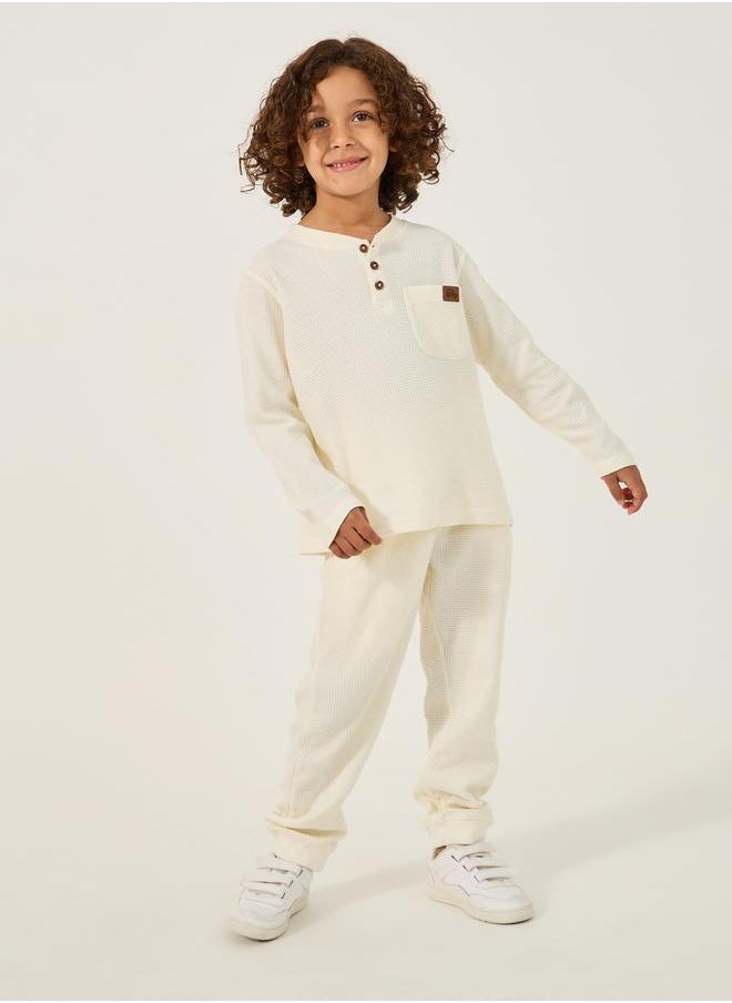Styli - Set of 2 - Textured Badge Detail Joggers with Pockets - Image 1