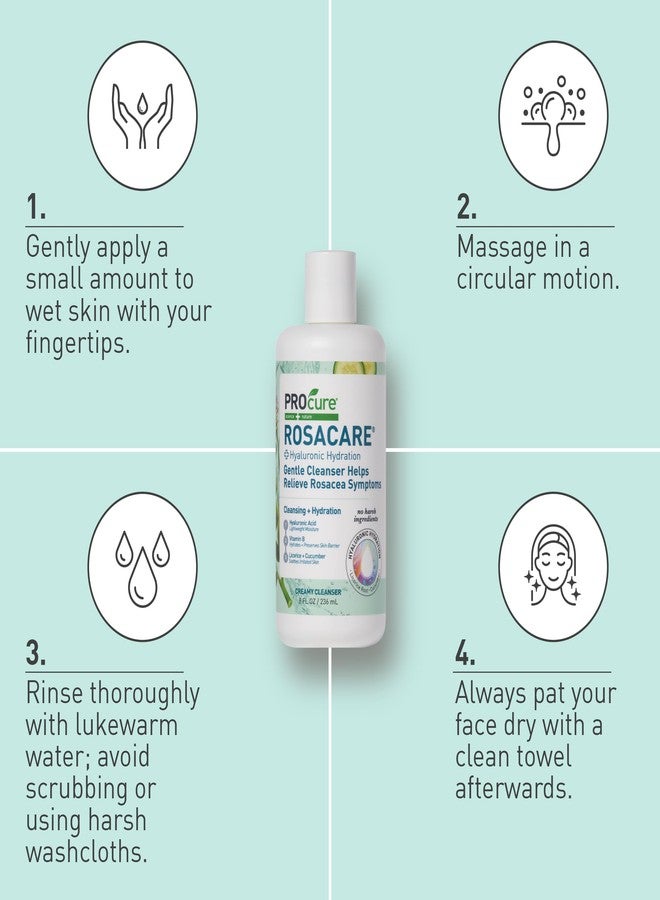PROcure منظف وجه بروكير روزا كير اللطيف، 8 أونصات، منظف مرطب مع حمض الهيالورونيك ونياسيناميد، غسول للوجه للبشرة الحساسة، يخفف أعراض الوردية مثل الاحمرار، التقشر والجفاف - Image 2