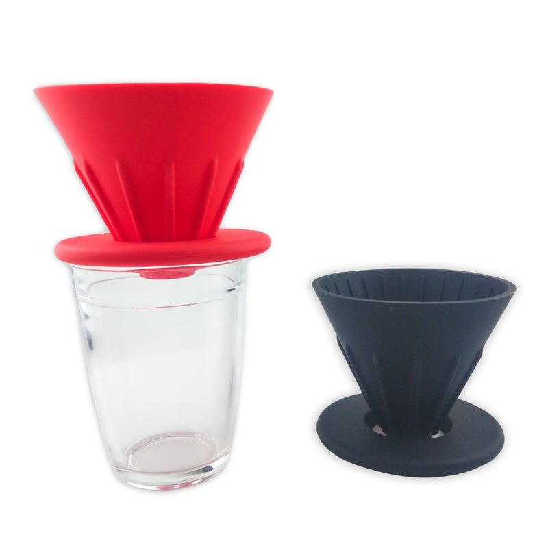 Outdoor Foldableable Hand-Brewed Coffee V-Shaped V60 Food-Grade Silicone Coffee Filter Cup Coffee Filter Set - Image 4