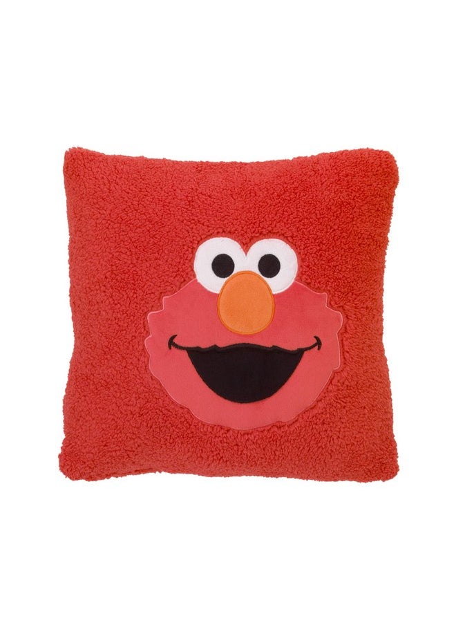 شارع سمسم - وسادة شيربا ناعمة للغاية للأطفال الصغار من Sesame Street Elmo باللون الأحمر مع تطريز، أحمر/برتقالي/أبيض/أسود - Image 1