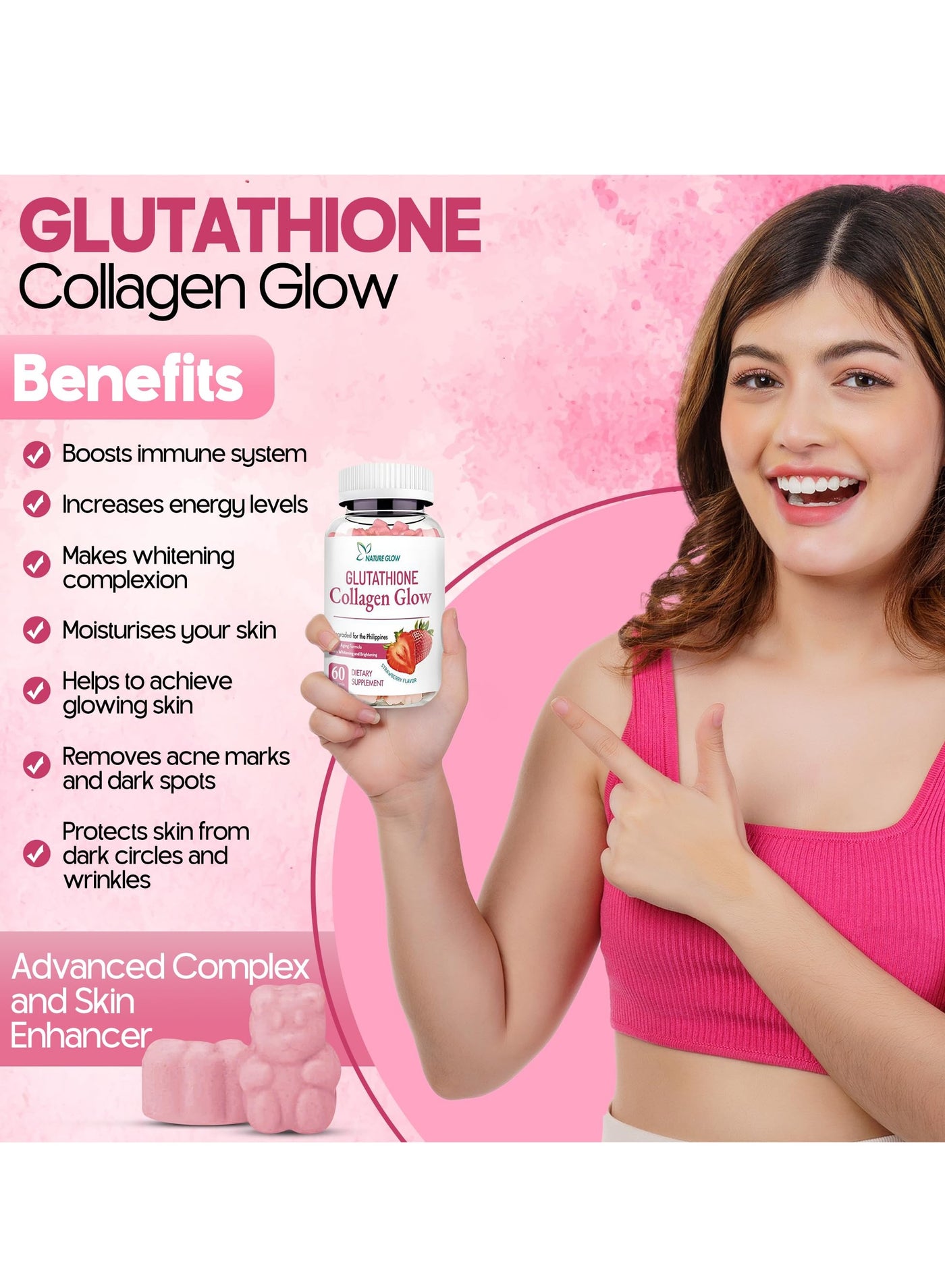 benefits of glutathione and collagen NATURE GLOW Nature Glow Glow – 60 Strawberry Gummies for Skin Whitening & Anti-Aging | Glowing Skin Dietary Supplement | Best Price Kuwait encapsulation Size:2.47 Fl Oz (Pack of 1) Glutathione Deficiency Symptoms: Is