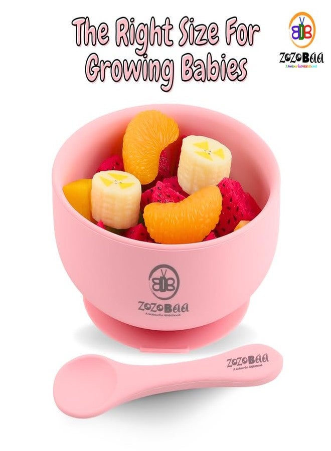 ZoZoBaa Silicone Baby Bowl | Extra Strong Suction Base, Non-Slip Design, 100% Food Grade BPA-Free Bowls for Babies & Toddlers |Mango Yellow & Light Pink(Pack of 2) - Image 2