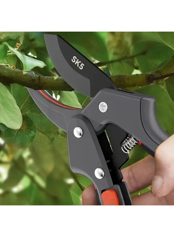Black Professional Carbon Steel Pruning Shears With SK5 Sharp Blades Ergonomic Non Slip Handles For Trimming Shrubs Hedges And Small Branches - Image 2