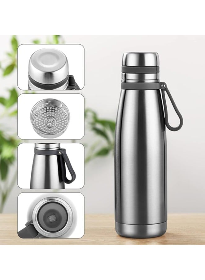 Mobcos Double Layer Vacuum Insulated Coffee bottle,Stainless Steel Vacuum insulated Bike Water Bottles with Filter, keep Hot & Cold Drink Metal Water Flask (1000 Ml Grey) - Image 2