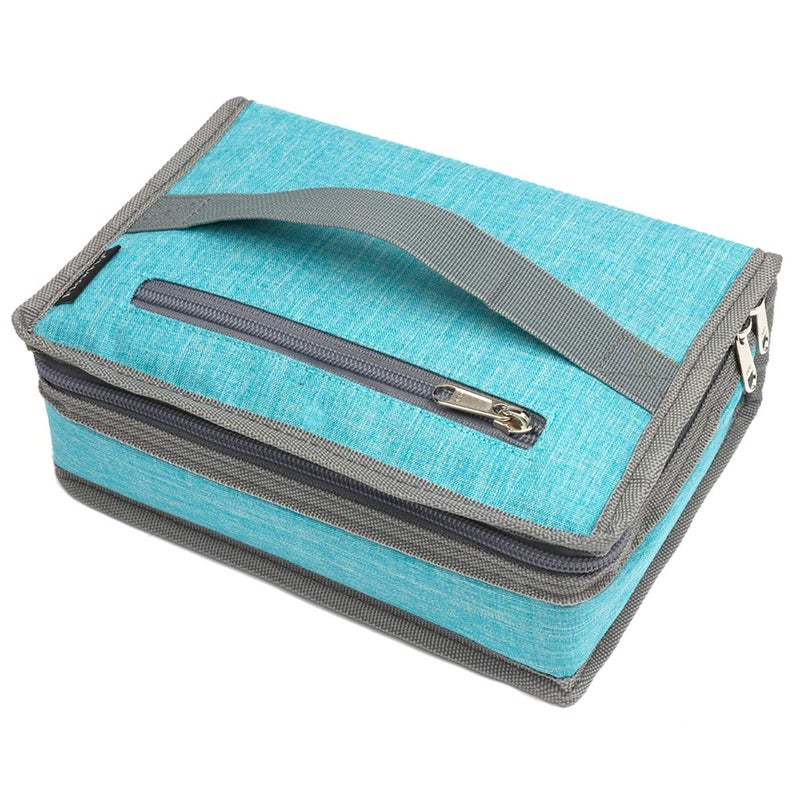 FlowFly Small Insulated Lunch box Portable Soft Bag Mini Cooler Thermal Meal Tote Kit with Handle for Work School Sea Blue
