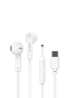 هافيت سماعات الأذن السلكية من تايب سي مع ميكروفون للموسيقى - طراز Sport Stereo Metal Bass E336C  - Image 1