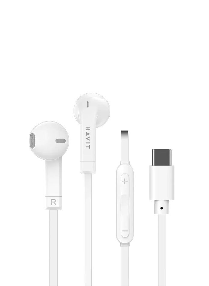 havit Wired Earphones Type C Headphones with Microphone for Music - Sport Stereo Metal Bass model E336C  - Image 1
