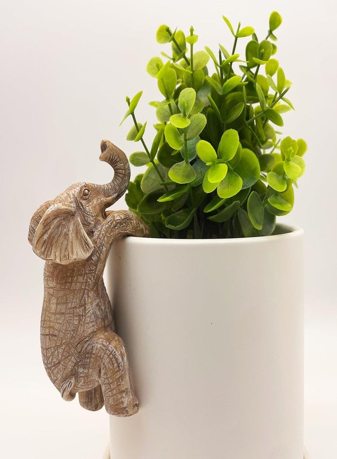 JARPSIRY Cute Climbing Elephant Flower Pot Hugger Figurines Resin Hanging Elephant Statue Planter Pot Decorations for Home Garden Fence Balcony Patio Lawn Yard Ornaments - Image 2