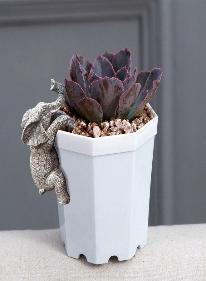 JARPSIRY Cute Climbing Elephant Flower Pot Hugger Figurines Resin Hanging Elephant Statue Planter Pot Decorations for Home Garden Fence Balcony Patio Lawn Yard Ornaments - Image 5