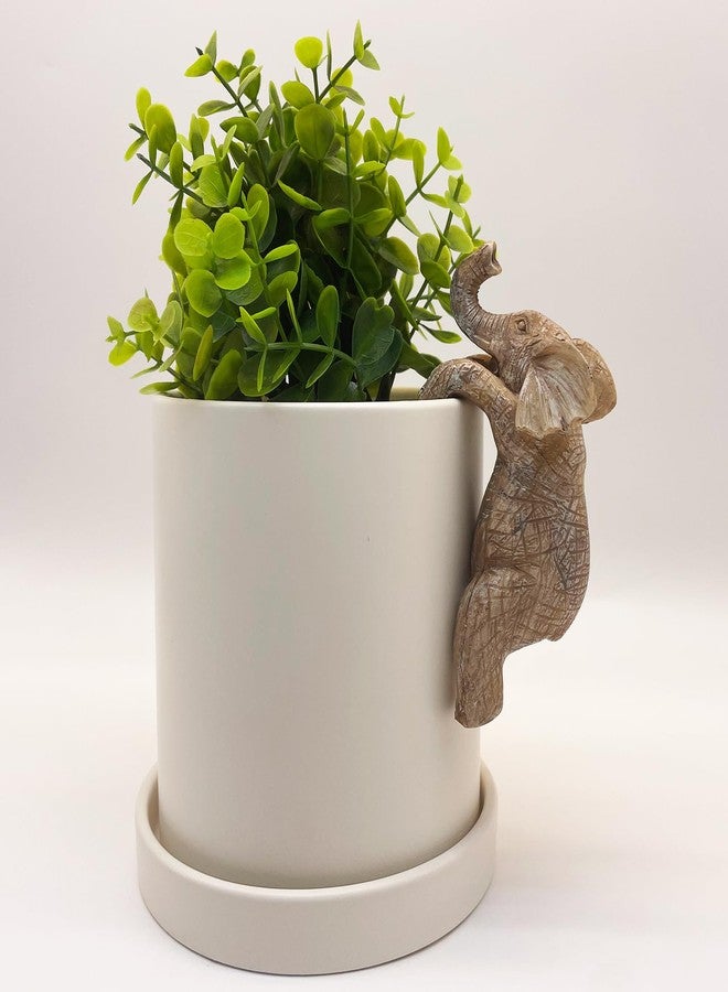 JARPSIRY Cute Climbing Elephant Flower Pot Hugger Figurines Resin Hanging Elephant Statue Planter Pot Decorations for Home Garden Fence Balcony Patio Lawn Yard Ornaments - Image 3