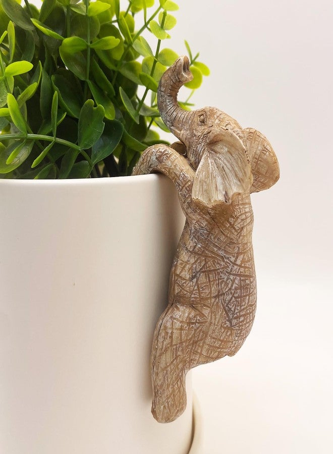JARPSIRY Cute Climbing Elephant Flower Pot Hugger Figurines Resin Hanging Elephant Statue Planter Pot Decorations for Home Garden Fence Balcony Patio Lawn Yard Ornaments - Image 4