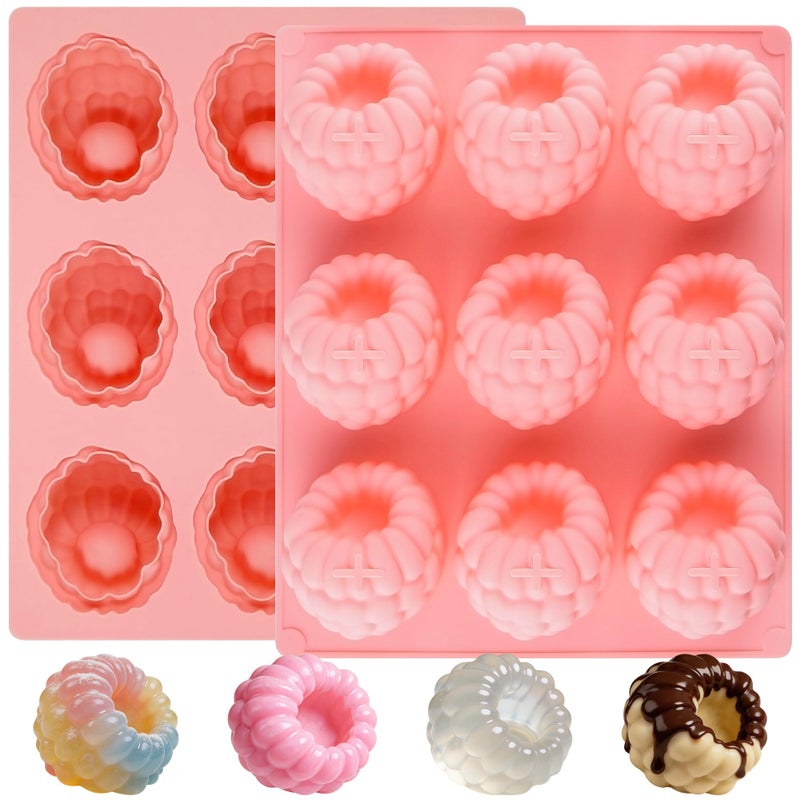 Vidotim 2Pcs Silicone Raspberry Mousse Molds for Mousse Cake, 9-Cavity Raspberry Fruit Molds Silicone for Mousse, Candy, Jelly - Image 1