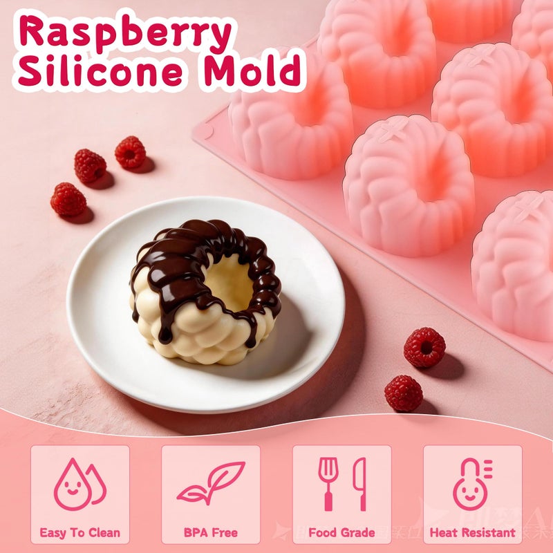 Vidotim 2Pcs Silicone Raspberry Mousse Molds for Mousse Cake, 9-Cavity Raspberry Fruit Molds Silicone for Mousse, Candy, Jelly - Image 4