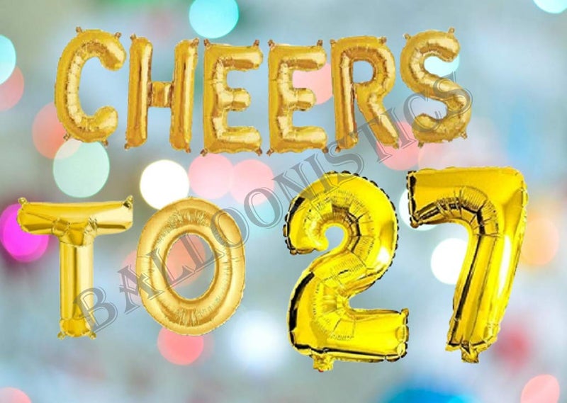 Balloonistics Cheers to Twenty Seven Foil Balloon Combo Number 27 Foil Balloon for Birthday and Anniversary - Image 3