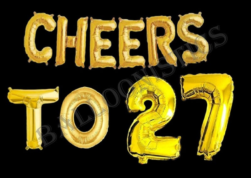 Balloonistics Cheers to Twenty Seven Foil Balloon Combo Number 27 Foil Balloon for Birthday and Anniversary - Image 2