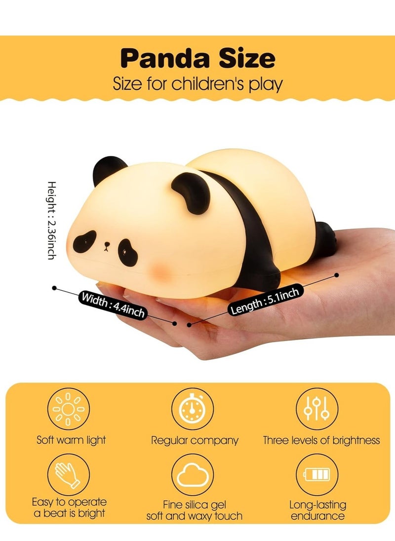 JAJEEK Cute Panda LED Night Light – 3 Levels Dimmable, Rechargeable Silicone Sponge Night Light, Touch Control Bedside Lamp for Room Decor, Perfect Cute Gifts for Boys, Girls & Kids - Image 5