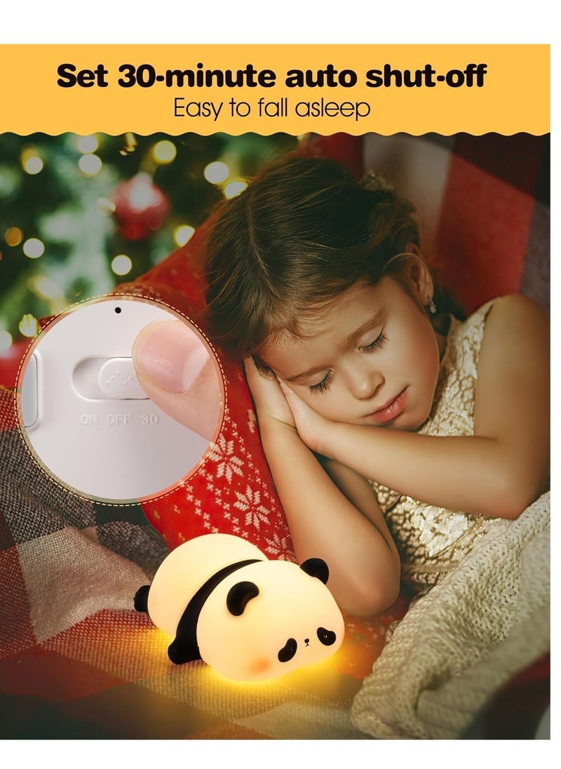 JAJEEK Cute Panda LED Night Light – 3 Levels Dimmable, Rechargeable Silicone Sponge Night Light, Touch Control Bedside Lamp for Room Decor, Perfect Cute Gifts for Boys, Girls & Kids - Image 3