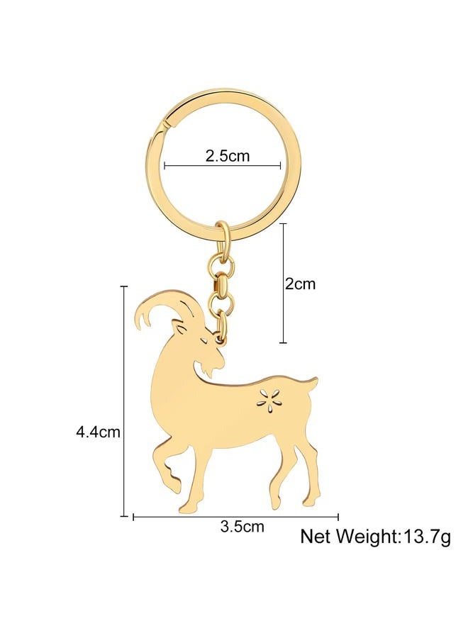 DALANE Stainless Steel Goat Keychains Sheep Wallet Key Ring Animals Jewelry Charms Gifts for Women Girls Bag Decor (18K Gold Plated) - Image 5