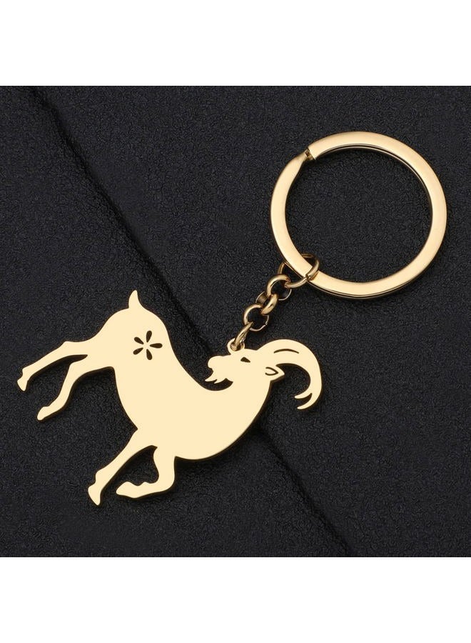 DALANE Stainless Steel Goat Keychains Sheep Wallet Key Ring Animals Jewelry Charms Gifts for Women Girls Bag Decor (18K Gold Plated) - Image 4