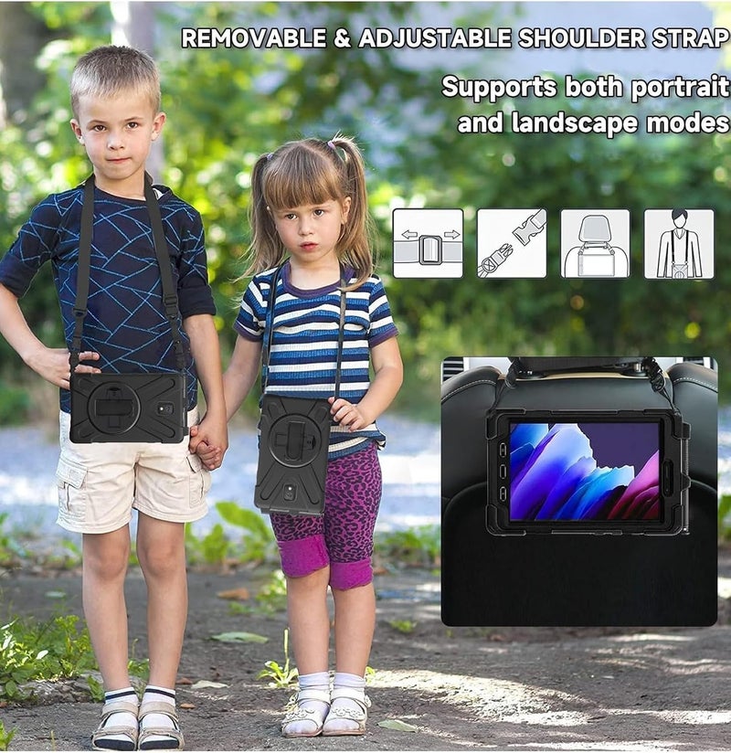 KASTWAVE Rugged Protective Case For Galaxy Tab Active 3 8.0 T570 T575 T577 With Rotating Stand And Hand Strap, Shockproof And Drop Resistant, Black - Image 4