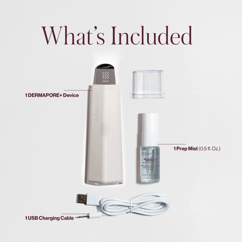 DERMAFLASH DERMAPORE+ Skin Care Device, Ultrasonic 2-in-1 Pore Extractor and Skincare Infuser, Stone - Image 5