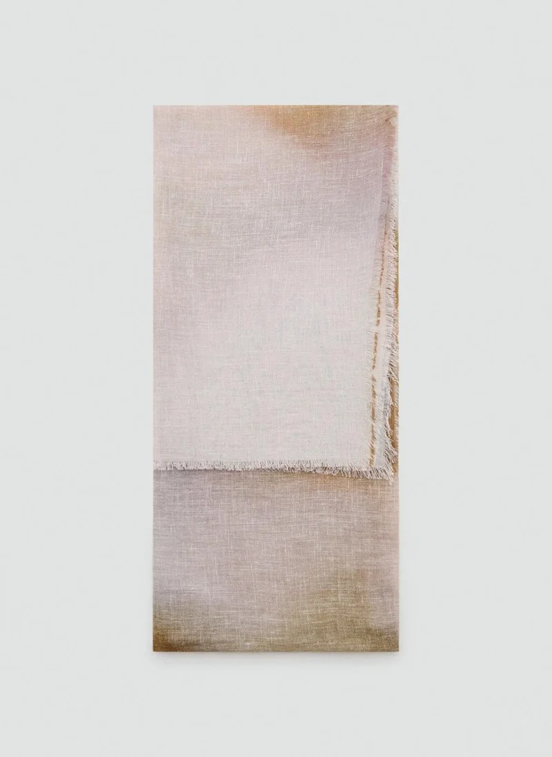 MANGO Ombre effect linen scarf
