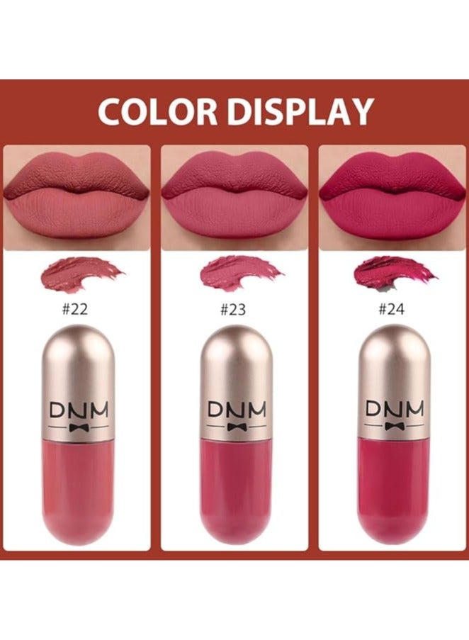 DNM 3Pcs Mini Pills Liquid Matte Lipstick Capsule Set for Women Warm pink Nude brown Deep cranberry Lip stick Stain Long Lasting Waterproof mate color 08 - Image 2