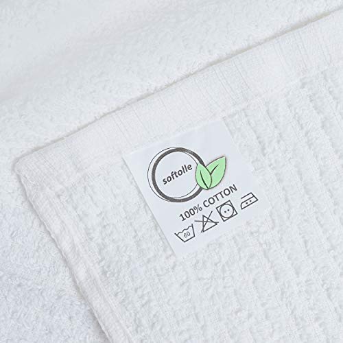 Softolle Bar Mop Towels, Pack of 12-16x19 Inches - 100% Cotton Super Absorbent Towels, Multi-Purpose for Home and Bar Cleaning (White) - Image 3