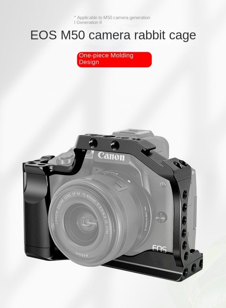 Camera Cage for Canon M50 Mark I/II & M5 – Aluminum Alloy Photography Expansion Accessory with Precise Fit, Full Port Access, Ergonomic Grip, and Outdoor Shooting Protection - Image 1